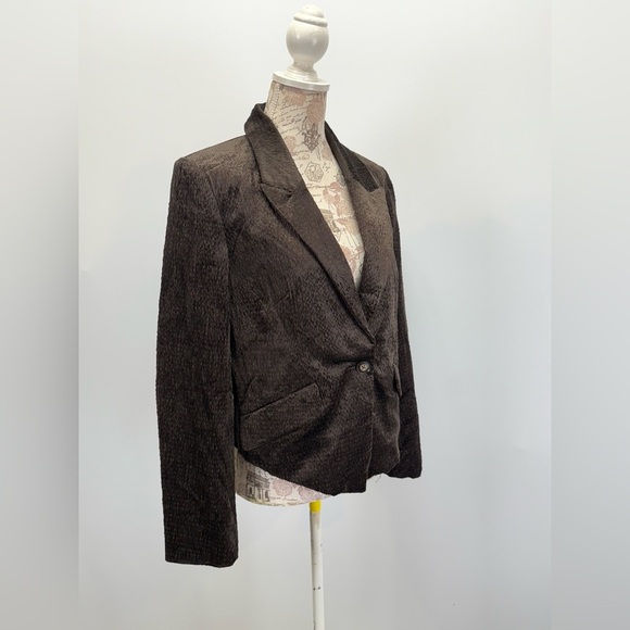 DEMOCRACY Brown corduroy crop blazer size S - Picture 7 of 13